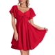 thumbnail image 1 of Vestido Florboom de verano con cuello cuadrado en gasa rojo para mujer, 1 of 6