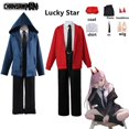 thumbnail image 2 of Disfraz de Cosplay de motosierra de Anime para hombre, abrigo azul y rojo, camisa, pantalones, corbata, tocado rojo, peluca amarilla potente, disfraz de Halloween, 2 of 4