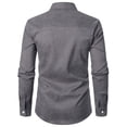 thumbnail image 4 of LNZGNM Men's Corduroy Button Down Shirt Plaid Collar Long Sleeve Shirt with Pocket Lightweight Untucked Shirts Fashion Outdoor Top,Dark Gray M, 4 of 5