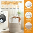 thumbnail image 7 of Large Cotton Rope Basket, 15"x15"x20"(58L) Woven Baby Laundry Blanket Basket, Toy Basket with Handle, Laundry Hamper for Storage, Blanket Basket for Living Room, Laundry, Nursery(Brown&White), 7 of 7