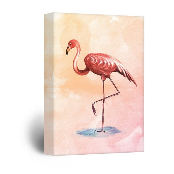 wall26 Canvas Wall Art - Watercolor Painting Style Pink Flamingo - Giclee Print Gallery Wrap Modern Home Art Ready to Hang - 24x36 inches