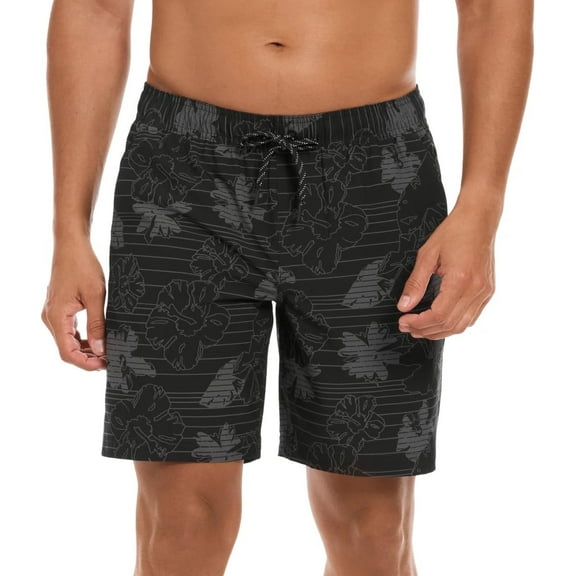 Hurley Mens Lightweight Volley Swim Short Trunk (US, Alpha, Large, Regular, Regular, Black Hibiscus)