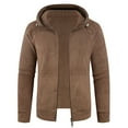 thumbnail image 4 of MHFRRA Chaqueta con Capucha Informal para Hombre, Forrada para Exteriores, Otoño E Invierno Café, 4 of 8