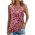 thumbnail image 2 of ITSAME Womens Tank Tops, Sleeveless Ruffled V Neck Floral Casual Loose Fit Tops Hot Pink L, 2 of 6