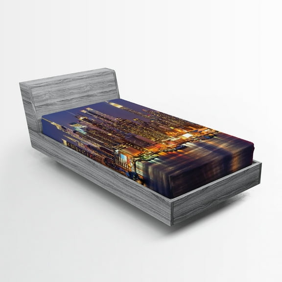 Ambesonne City Love Fitted Sheet, Urban Life Theme, Twin Size, Multicolor