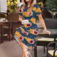 thumbnail image 3 of Naloa Burning Rugby Balls Print Womens Summer A-Line Dress with Pockets,Short Sleeve Dresses,Flowy Beach Swing Dress for Vacation Travel, 3 of 6