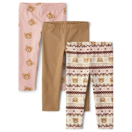 The Children's Place Toddler Girls Printed Leggings, 3-Pack, Sizes 12M-5T