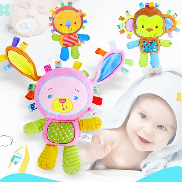 Baby Crib Stroller Hanging Rattle Toy Cute Rabbit/Elephant/Monkey/Lion Plush Toy with BB Device Colorful Stuffed Animal Doll Emotional Comfort Soothing Toys Baby Sensory Toy