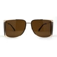 thumbnail image 3 of Mens Futuristic Robotic Racer Metal Side Visor Sunglasses Gold Brown, 3 of 4