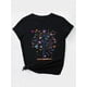 thumbnail image 3 of Colorful Butterfly Tree Print Sports T-shirt, Fashion Short Sleeve Round Neck Casual Top, Women's Activewear, 3 of 6