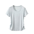 thumbnail image 2 of IUYRTFE Women Solid Color V Neck Short Sleeve T Shirt Slim Fit Casual Basic Top for Daily Wear, 2 of 9