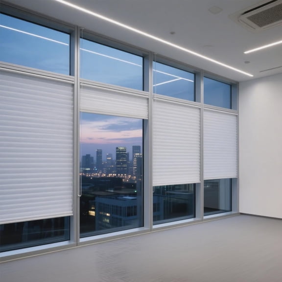 Temporary Blinds Privacy Fabric Paper Shades Filtering Light Pleated Adhesive Shades for Sliding Door French Door Window (White)