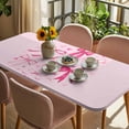 thumbnail image 3 of Valentine's Day Table Cloths for 6 Foot Rectangle Tables, Pink Bows Romantic Love Heart Patio Waterproof Elastic Fitted Tablecloths, Washable Rectangular Table Cover for Camping, 3 of 8