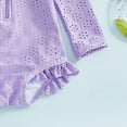 thumbnail image 5 of JUMEYU Baby Girl Swimsuit Toddler Infant Baby Girls Swimsuit Kids Rash Guard One Piece Newborn Zipper Bathing Suit Swimwear with Hat 6 12 Months (Purple,6-12 Months), 5 of 6