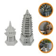 thumbnail image 2 of 2 Pcs Ornement de Paysage en Forme de Pagode Simulée Pagode en Grès Décoration de Jardin, 2 of 8
