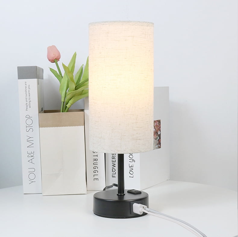 LOFTER-PRO Bedside Table Lamp for bedroom, 3 Way Dimmable Touch Lamp with USB Port and AC Outlet, Small Desk Lamp for Night Stands, Living Room, Office