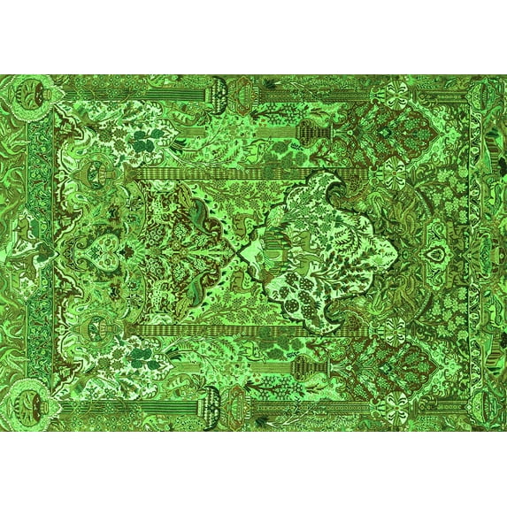 Ahgly Company Indoor Rectangle Animal Green Traditional Area Rugs, 2' x 4'
