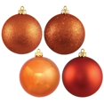 thumbnail image 1 of Vickerman N592018DA 8 in. Burn Orange 4 Finish Assorted Color Christmas Ornament Ball - 4 per Bag, 1 of 1