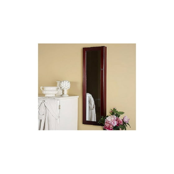 Gold Silver Safekeeper Jewelry Cabinet W Wall Mount Cherry Solid Wood And Veneers Construction Some Assembly Required Measures 48 H X 14 1 2 W 4 D Gold Silver Safekeeper Jewelry Cabinet Wall Mount Cherry
