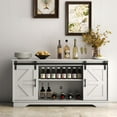 thumbnail image 4 of SSyao Bar Cabinet with Barn 2 Sliding Doors Buffet Farmhouse Storage Cabinet TV Stand (White), 4 of 10