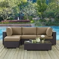 thumbnail image 4 of Modway Convene 5-Piece Aluminum and Rattan Patio Sectional Set in Mocha/Espresso, 4 of 8