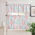 thumbnail image 3 of Kitchen Window Curtains Valance and Tier Set, Gradient Ocean Sea Coral Rod Pocket Tier Curtain Valance Set, Grey Red Aqua Sealife Light Filtering Cafe Curtains for Bedroom Living Room, 3 of 9