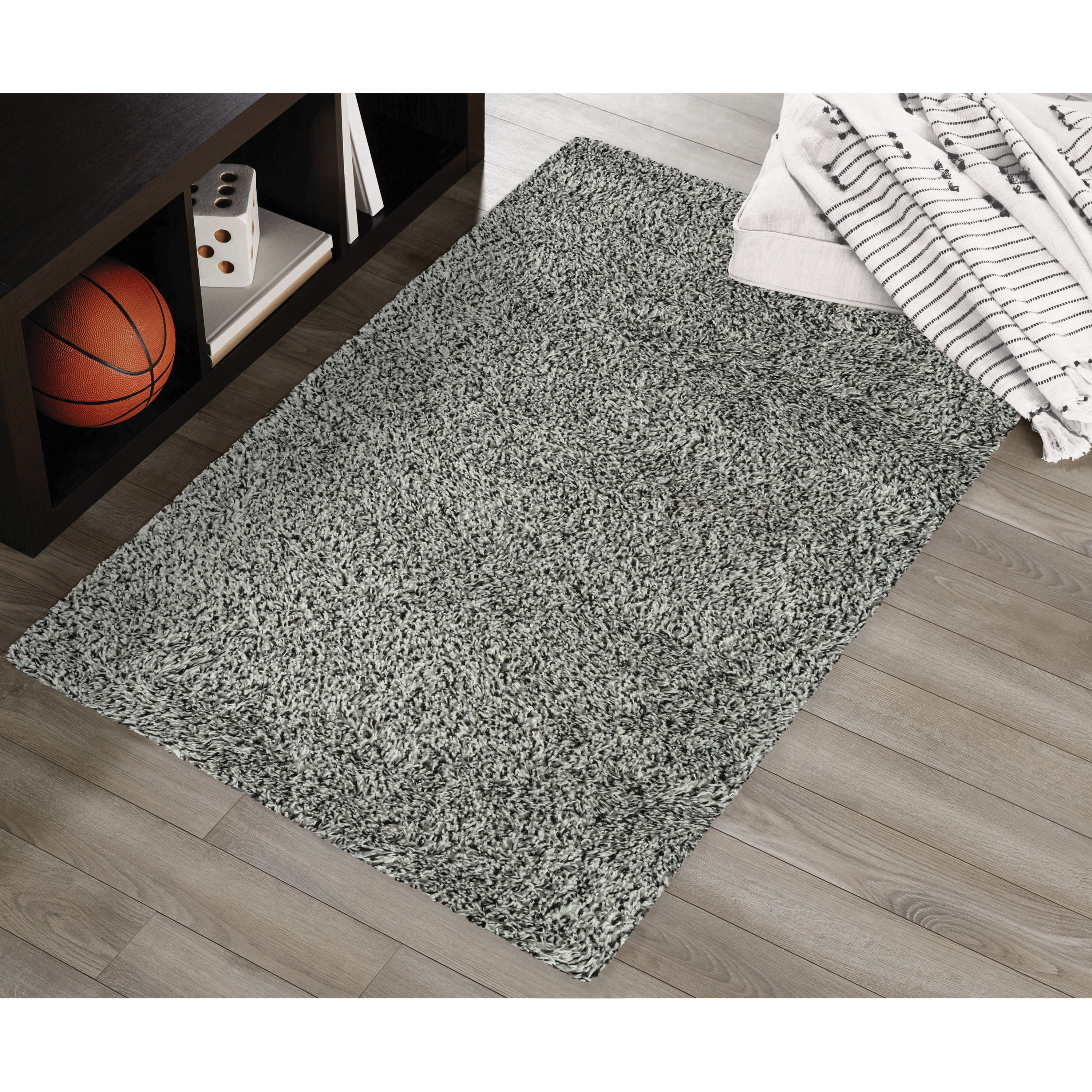 (2 pack) Mainstays Confetti Black Gray Shag Youth Indoor Area Rug, 3'x 4'8"