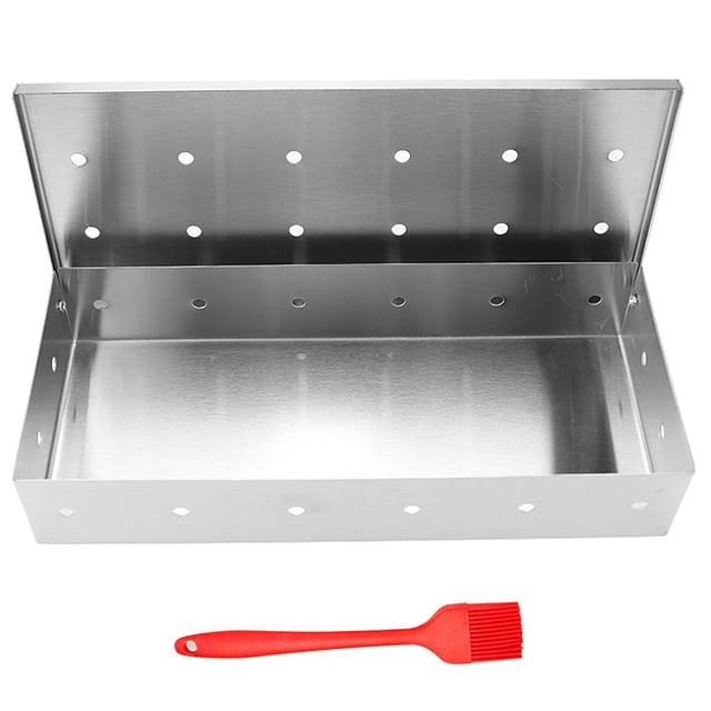 Yuarrent Caja de ahumador para barbacoa, ahumador de acero inoxidable de gran capacidad, resistente a altas temperaturas, caja para fumar astillas de Cocina y Comedor Yuarrent HA014200-00