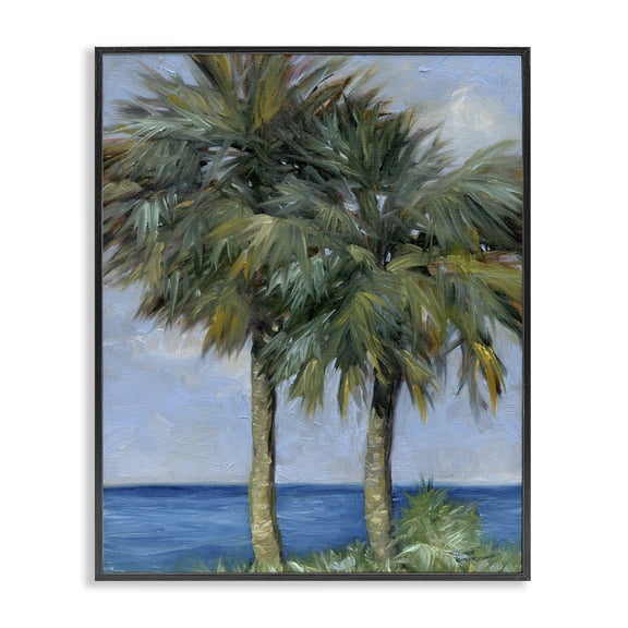 Stupell Industries Coastal Full Brushed Palms Black Framed Giclee Art, 11 x 14, by Steve Vanderbosch