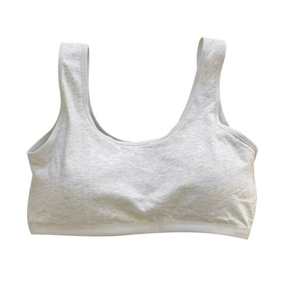 Girls Training Bras Comfort Padded Bralette Junior Tween Girl Everyday T-Shirt Bra Comfy Solid Underwear, Gray, Free Size