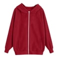 thumbnail image 4 of FASHOFT Zip Up Hoodies for Girls Loose Fit Long Sleeve Hooded Sweatshirts Lightweight Track Jackets Red 11-13 Years, 4 of 4