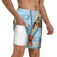 thumbnail image 2 of Sigee Giraffe Come Out From Zipper Print Mens Swim Trunks with Compression Liner Quick Dry Swim Stretch Beach Shorts with Pockets,S-3XL, 2 of 7