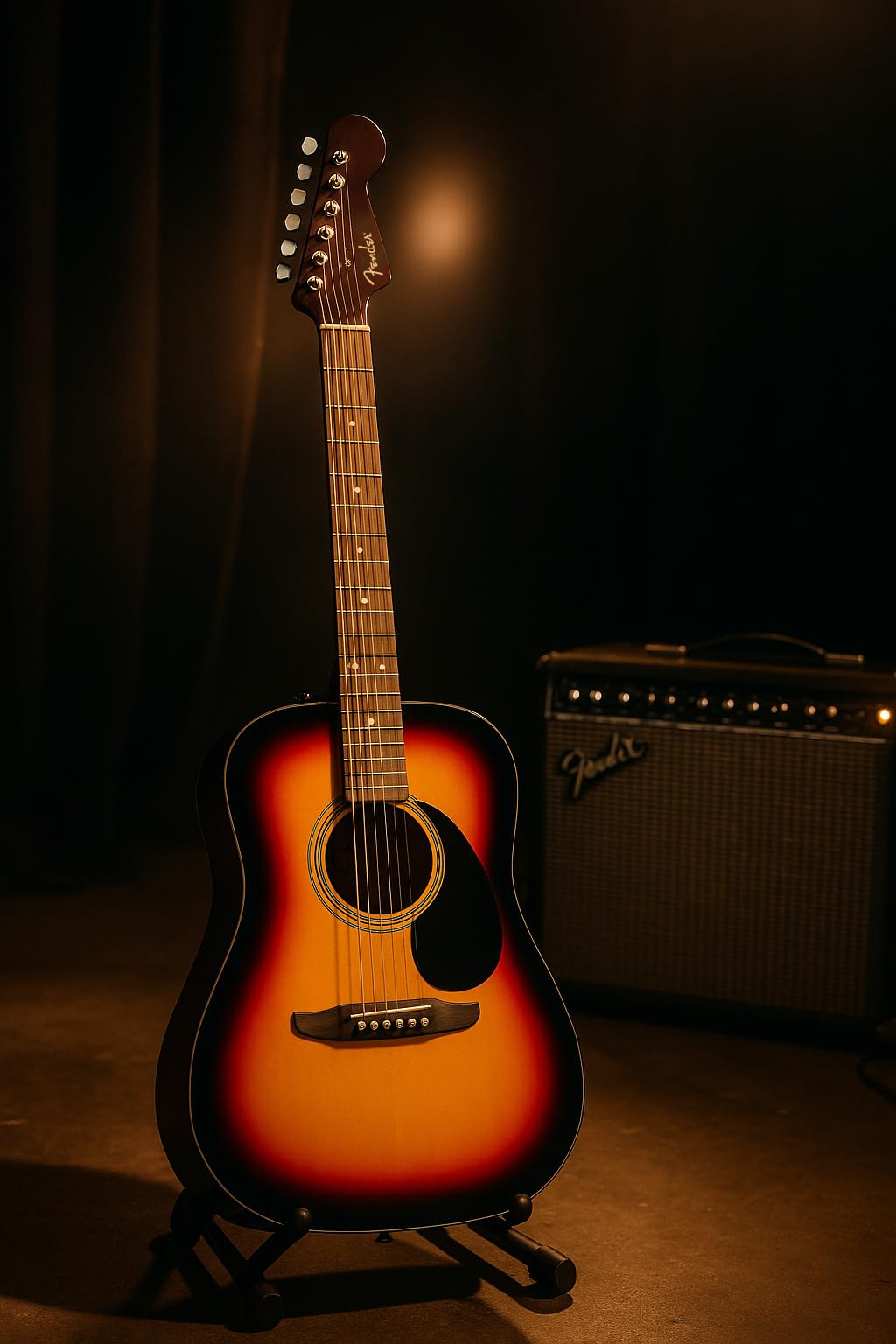 Fender California Standard Redondo Spruce Top Black Pickguard Acoustic Guitar - 3-Color Sunburst Bundle with Gig Bag, Tuner, Strap, Strings, Picks, and Austin Bazaar Instructional DVD