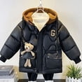 thumbnail image 6 of NAISIBABY Boys Puffer Jacket, Fashion Pattern Drawstring Hooded Long Sleeve Kids Winter Mid-Length Coat Black 7-8T, 6 of 6