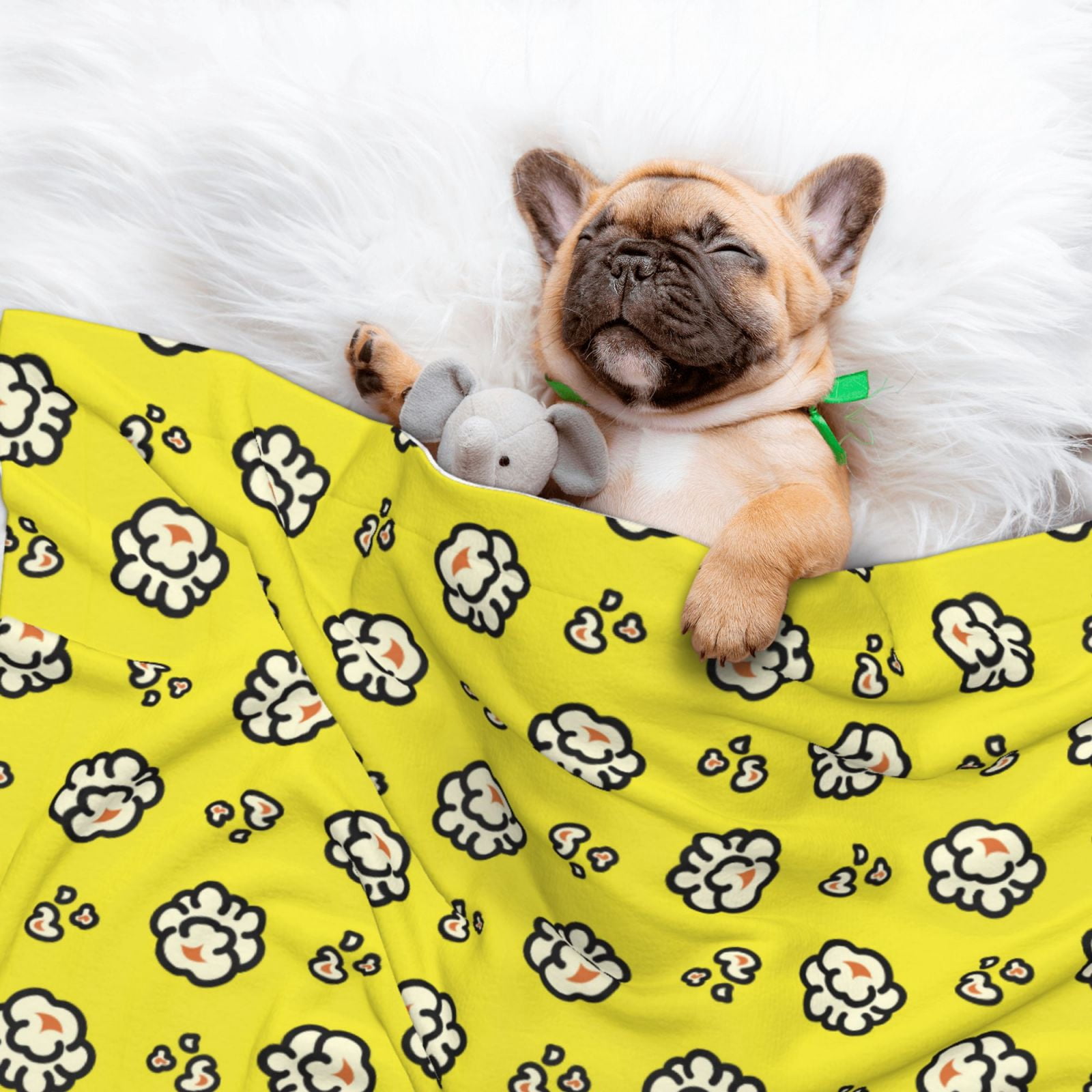 Naloa White Popcorn Dog Blanket, 3 Sizes Cat Blanket for Indoor Cats Large Medium Small Dog Gifts-