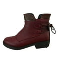 thumbnail image 4 of B91xZ Fall Shoes for Women Chunky Block Heel Ankle Booties,Red 9, 4 of 5