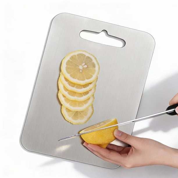 Tabla de cortar de titanio (1 paquete): 100 % titanio puro para cocina. Fácil de limpiar. Tabla de cortar de doble cara apta para uso alimentario para cortar carnes, frutas y verduras (13 x 9).