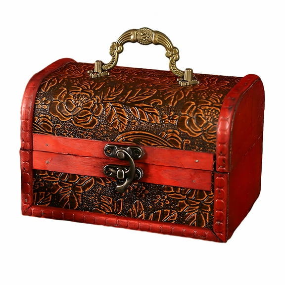 LAMIRO Wood Treasure Chest Trinkets Organizer for Kids Prizes Party Favor Classroom Style A