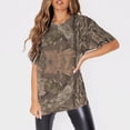 thumbnail image 2 of Ropa de trabajo de manga corta con cuello redondo y bolsillos para mujer, Tops estampados, Tops de verano para mujer, 2 of 7