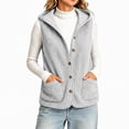 thumbnail image 3 of TARIENDY Womens Fleece Vest with Pocket Hooded Sleeveless Button Down Jackets Fuzzy Warm Casual Coat Vests Lightweight Fall Winter Outerwear Gray S, 3 of 5