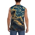 thumbnail image 4 of Lsque Astronaut Starry Night Print Men's Cotton Blend Sleeveless Muscle Shirts (S-3XL)- Moisture Wicking, Odor Protection, UPF 30+,XX-Large, 4 of 8