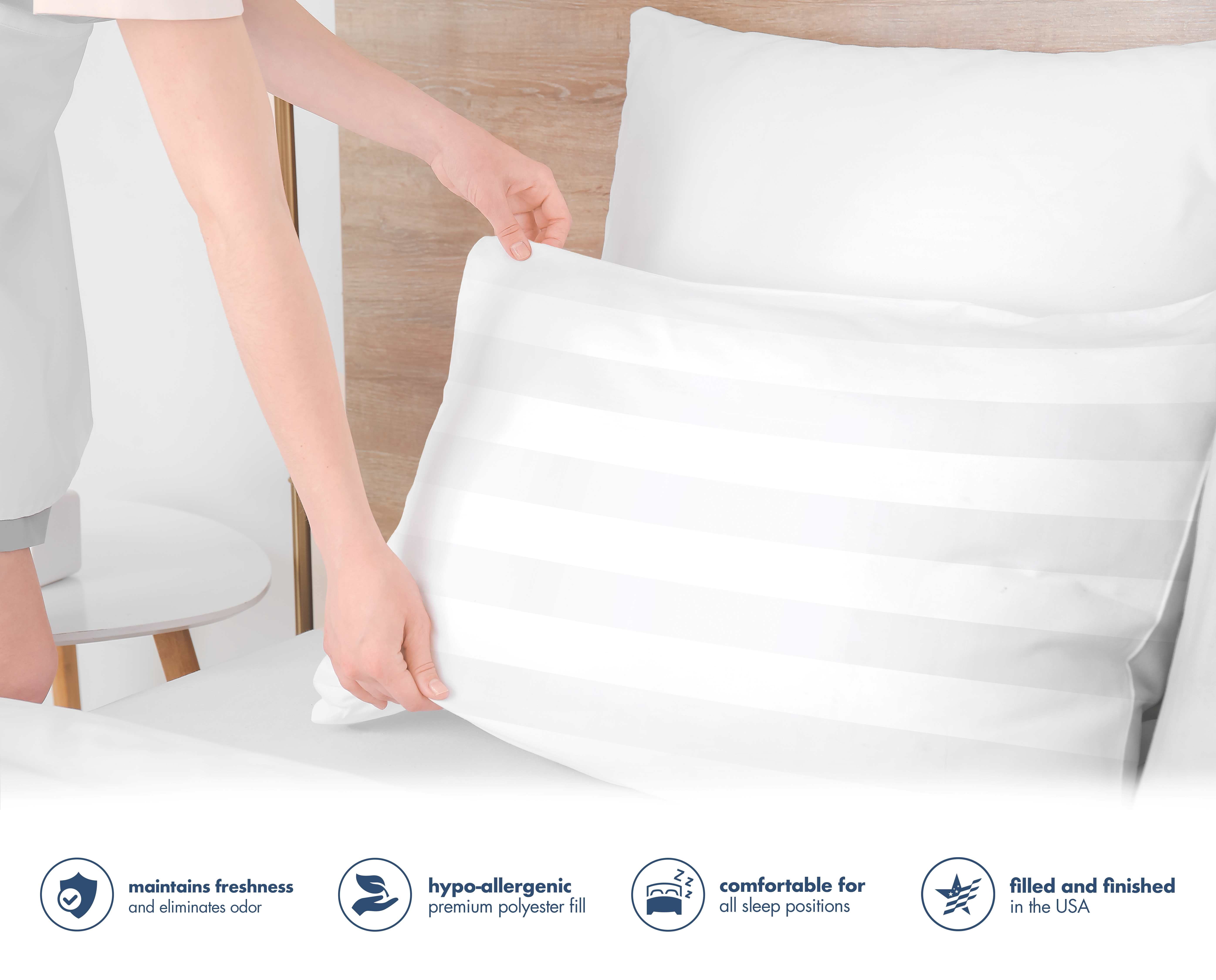 Dearfoams Antimicrobial Bed Pillow 2PK Standard, White