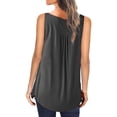 thumbnail image 2 of JustVH Women Sleeveless Round Neck Buttons Down Casual Shirts Blouses, 2 of 3