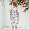 thumbnail image 5 of Grblisyd Dresses for Girls Summer Ruffle Short Sleeve Dress Fashion Floral Print A Line Swing Basic Sundress, 5 of 5