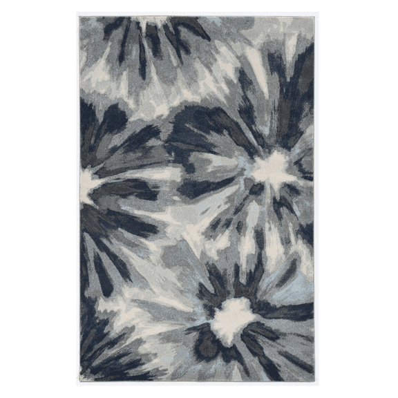 3'x5' Ivory Blue Machine Woven Oversized Floral Indoor Area Rug