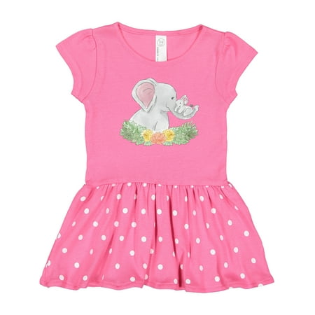 

Inktastic Cute Elephants with Flowers Gift Toddler Girl Dress