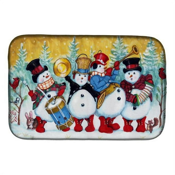14 x 21 in. Snowmen Strike Up the Band Dish Drying Mat