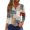 Gold, variant on Women's Vintage Print V-Neck T-Shirt Featuring Button Detail and 3/4 Sleeve, Perfect for Casual Wear, Spring Fall Season, Weekend Activities, and Retro Style,Navy S