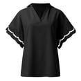 thumbnail image 5 of Summer Tops For Women Loose Bat Sleeve Tee Shirt Short Sleeve Blouse Casual Linen Shirts V Neck Tunic Tops Womens Long Sleeve Athletic Shirt Womens Turtleneck Shirts Long Sleeve Women Casual Tee, 5 of 6