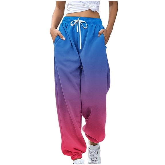 HAiming Womens Casual Jogger Sweatpants High Waist Drawstring Gradient Pants with Pockets for Athletic Travel Work